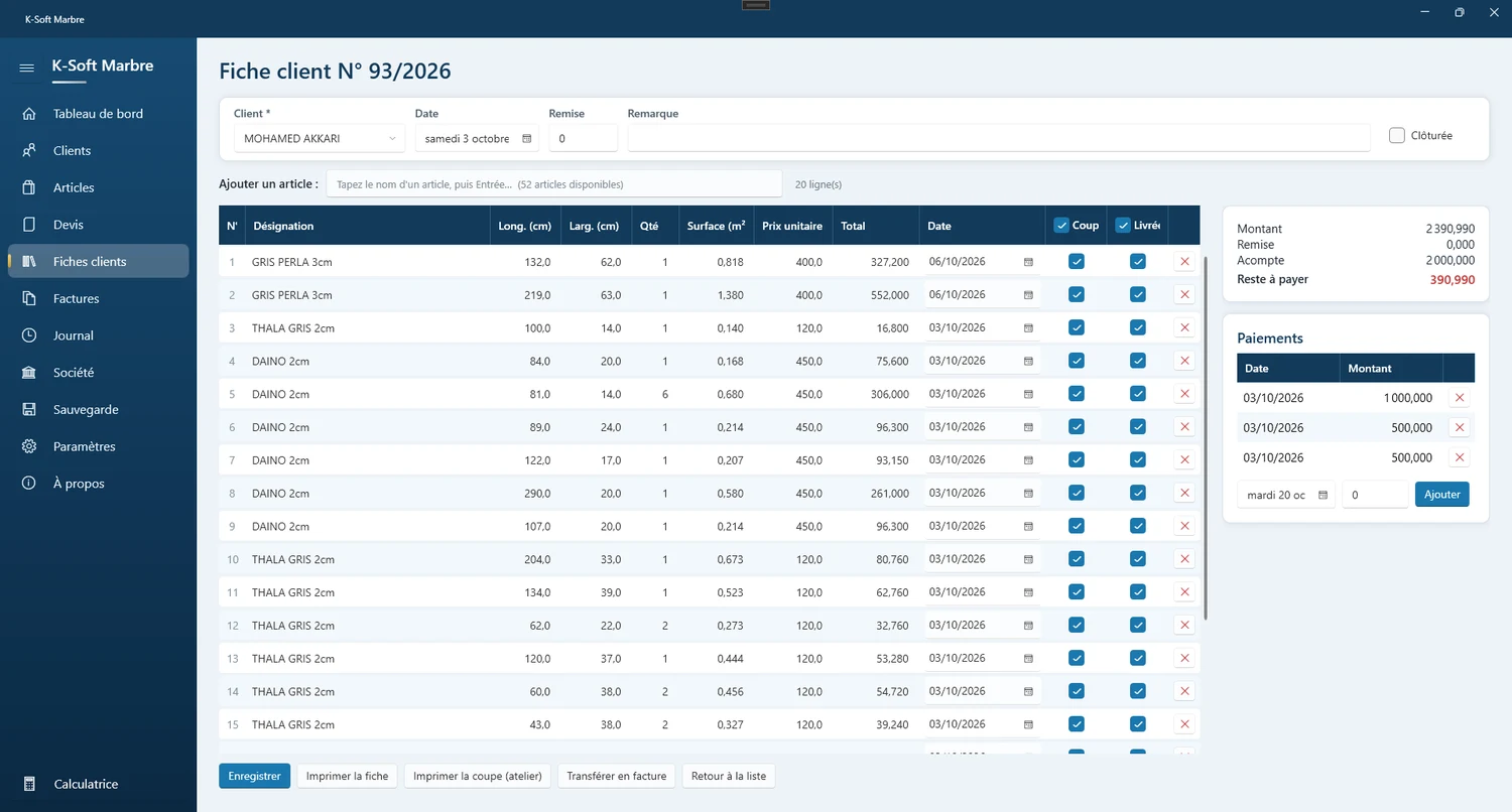 Fiche client